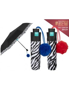 Perletti Skládací deštník manuální černý se zebrovým lemem