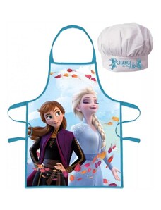 EUROSWAN Dětská / dívčí zástěra s kuchařskou čepicí Ledové království 2 - Frozen 2 - motiv Change is in the air - pro děti 3 - 8 let