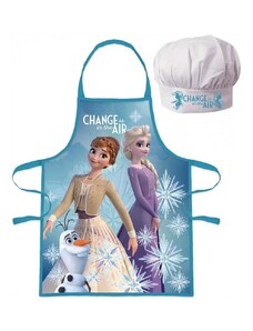 EUROSWAN Dětská / dívčí zástěra s kuchařskou čepicí Ledové království 2 - Frozen 2 - motiv Anna a Elsa s Olafem - pro děti 3 - 8 let