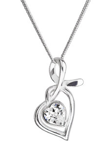 EVOLUTION GROUP Stříbrný náhrdelník se Swarovski krystaly srdce bílé 32071.1