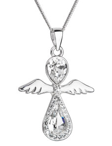 EVOLUTION GROUP Stříbrný náhrdelník anděl se Swarovski krystaly bílý 32072.1
