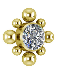 Wildcat Titanová koncovka #12 ve zlaté barvě se Swarovski krystaly pro šperky s vnitřním závitem