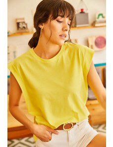 Olalook Women's Yellow Armpit-Piece Bat-T-shirt