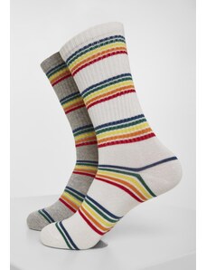 Urban Classics Accessoires Ponožky Rainbow Stripes 2-Pack šedá/bílá