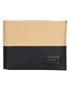 Pánská kožená peněženka Lagen - černá/ béžová
