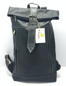 MagBag Kožený batoh široký pásek střední černý