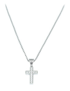 BM Jewellery Náhrdelník Křížek 2,2 cm z chirurgické oceli se zirkony S11042100