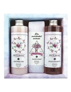 Bohemia Gifts Boho Style sada gel 250ml, mýdlo 145g a šampon 250ml – růže