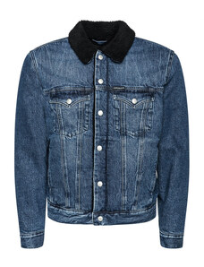 Calvin Klein pánská modrá jeansová bunda FOUNDATION SHERPA JACKET