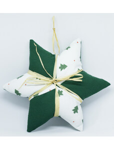 Vánoční hvězdička - zelená/stromečky