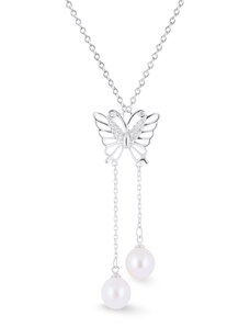 Tiniana Stříbrný přívěšek s pravou říční perlou motýlek