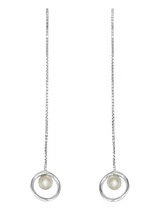 Tiniana Stříbrné naušnice s pravou perlou visací elegance