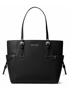 Michael Kors kožená kabelka crossgrain leather black silver