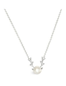 Tiniana Stříbrný náhrdelník s pravou říční perlou rostliný motiv