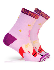Dětské ponožky s vánočním motivem WOLA SANTA DÁRKY fialové