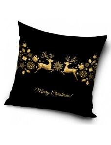 CARBOTEX Dekorační povlak na polštářek zlaté Vánoce / krásné vánoce / 40 x 40 cm