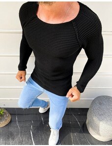 BASIC Černý svetr s raglánovými rukávy Černá