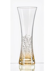 Crystalex Bohemia Glass Skleněná váza béžová s lístky 19,5 cm