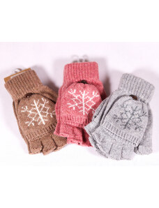 Zimní dámské textilní rukavice Fashion Elma ZRD011 hnědá, růžová, šedá
