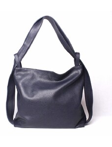Vera pelle (Itálie) Kabelka a batoh v 1 - velká kožená tmavěmodrá kabelka na rameno a batoh 12
