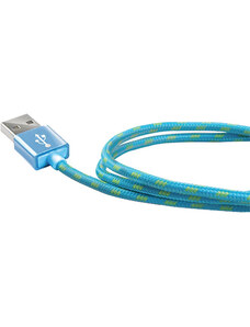 USB data kabel CELLY textil, microUSB connector, modrý