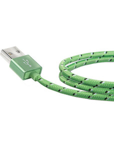 USB data kabl CELLY textil, microUSB connector, zelený
