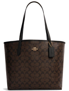 Coach City Tote In Signature Canvas Im Brown Black