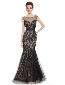Ever Pretty luxusní dlouhé krajkové černé společenské šaty Arial