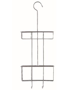 COMPACTOR Dvojitý závěsný košík do sprchy s háčkem Compacto Keep, chrom, 22,4 x 8,5 x v. 59 cm