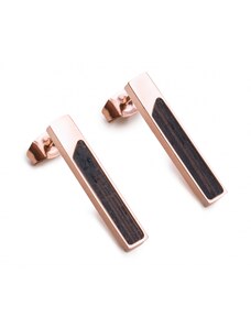 BeWooden Náušnice s dřevěným detailem Rose Earrings Rectangle