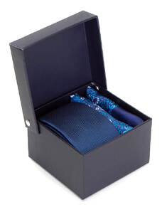 Sada kravata a 2 hedvábné kapesníčky Wittchen, tmavě modro-modrá, hedvábí