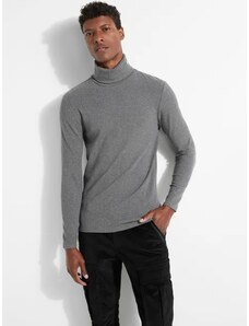 GUESS svetr Ribbed Logo Patch Turtleneck Tee šedý, 13504-L