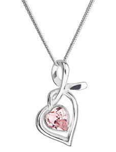 EVOLUTION GROUP Stříbrný náhrdelník se Swarovski krystaly srdce růžové 32071.3