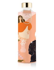EQUA Mismatch Alja Horvat 750 ml designová luxusní ekologická skleněná lahev na pití s obalem z umělé kůže