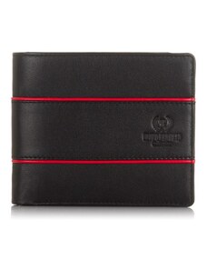 Kabelky od Hraběnky Klasická pánská peněženka PERUZZI ochrana RFID horizontální; černá s červeným pruhem