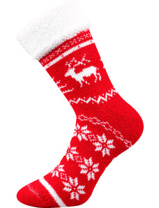 Boma Norway dámské teplé ponožky norský vzor červená