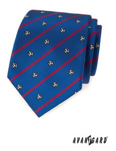 Modrá kravata fotbal s červeným pruhem Avantgard 561-81212