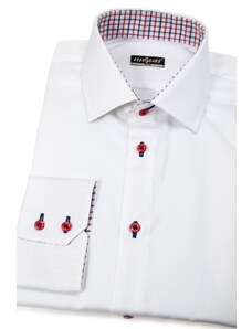 Bílá pánská košile slim s červenými knoflíky Avantgard 109-0112-38/170