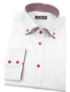 Bílá košile SLIM dlouhý rukáv, červené knoflíky Avantgard 130-0112-45/182