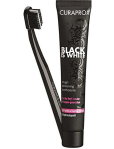 Curaprox Black Is White zubní pasta Black Is White 90 ml + zubní kartáček Black Is White