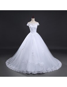 Donna Bridal nádherné svatební šaty se spadlými rukávy a vlečkou + SPODNICE ZDARMA