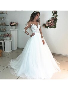Donna Bridal luxusní svatební šaty s krajkovým živůtkem a dlouhým rukávem + SPODNICE ZDARMA