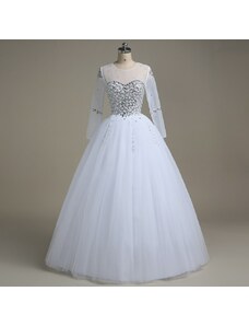 Donna Bridal svatební šaty s dlouhým rukávem a bohatě zdobeným živůtkem