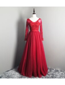 Donna Bridal maturitní šaty s dlouhými rukávy a stylou sukní