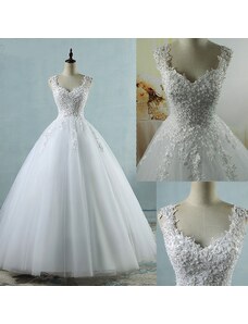 Donna Bridal svatební krajkové princeznovské šaty s perličky + SPODNICE ZDARMA