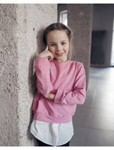 Dětská mikina s potrhaným efektem a košilí pink