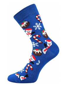 Lonka Vánoční modré pánské ponožky SNĚHULÁCI