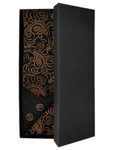 Černá pánská kravata s měděným vzorem - Dárková sada