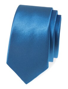 Modrá, hladká slim kravata Avantgard 551-702