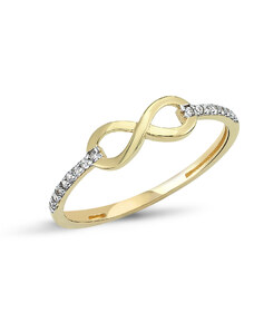 Lillian Vassago Zlatý prsten s nekonečnem a zirkony LLV46-GR029
